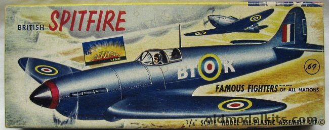 Aurora 1/43 British Spitfire, 20A-69 plastic model kit